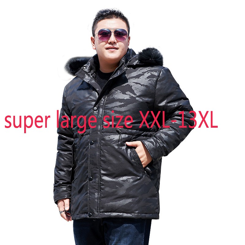 새로운 패션 높은 품질 겨울 여분의 큰 자 켓 남자 파 카 폭스 모피 칼라 따뜻한 코트 두꺼운 플러스 크기 2XL-10XL11XL12XL13XL